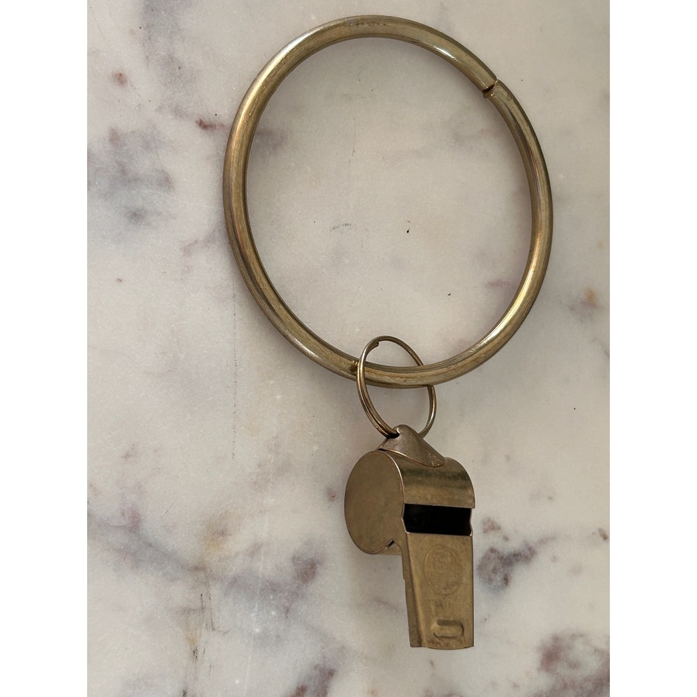 Vintage Champion Brass Whistle Keychain Large Ring Coach Referee Sport Accessory